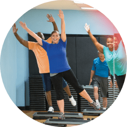 People working out with smiles