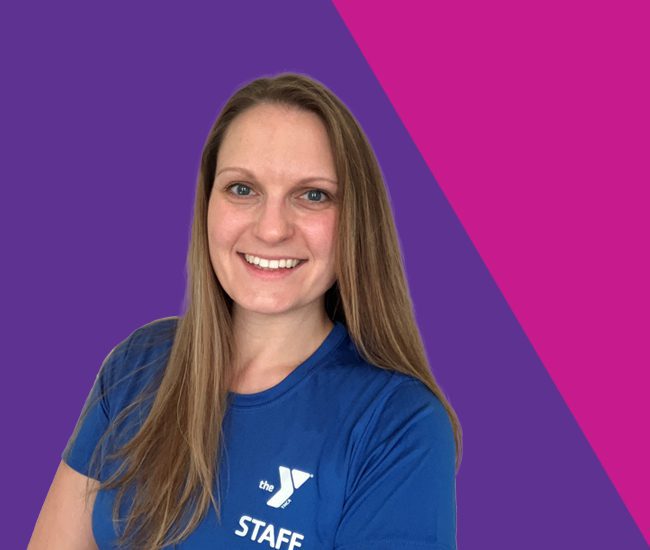 Renee Pfirman headshot on a purple and pink background